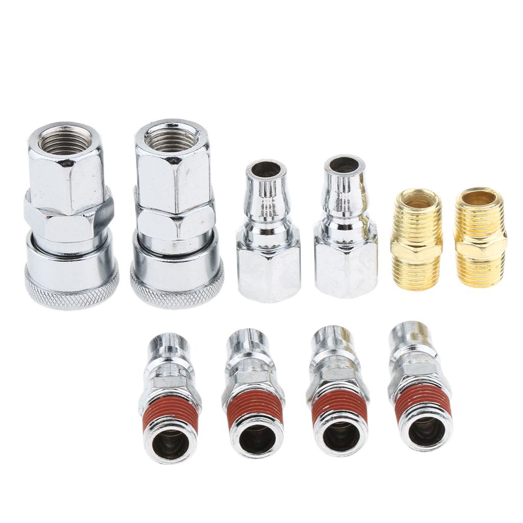 10 Pieces Quick Coupler Set Air Line Hose Connector Fittings 1/4 inch Tools Plug, Corrosion-Resistant