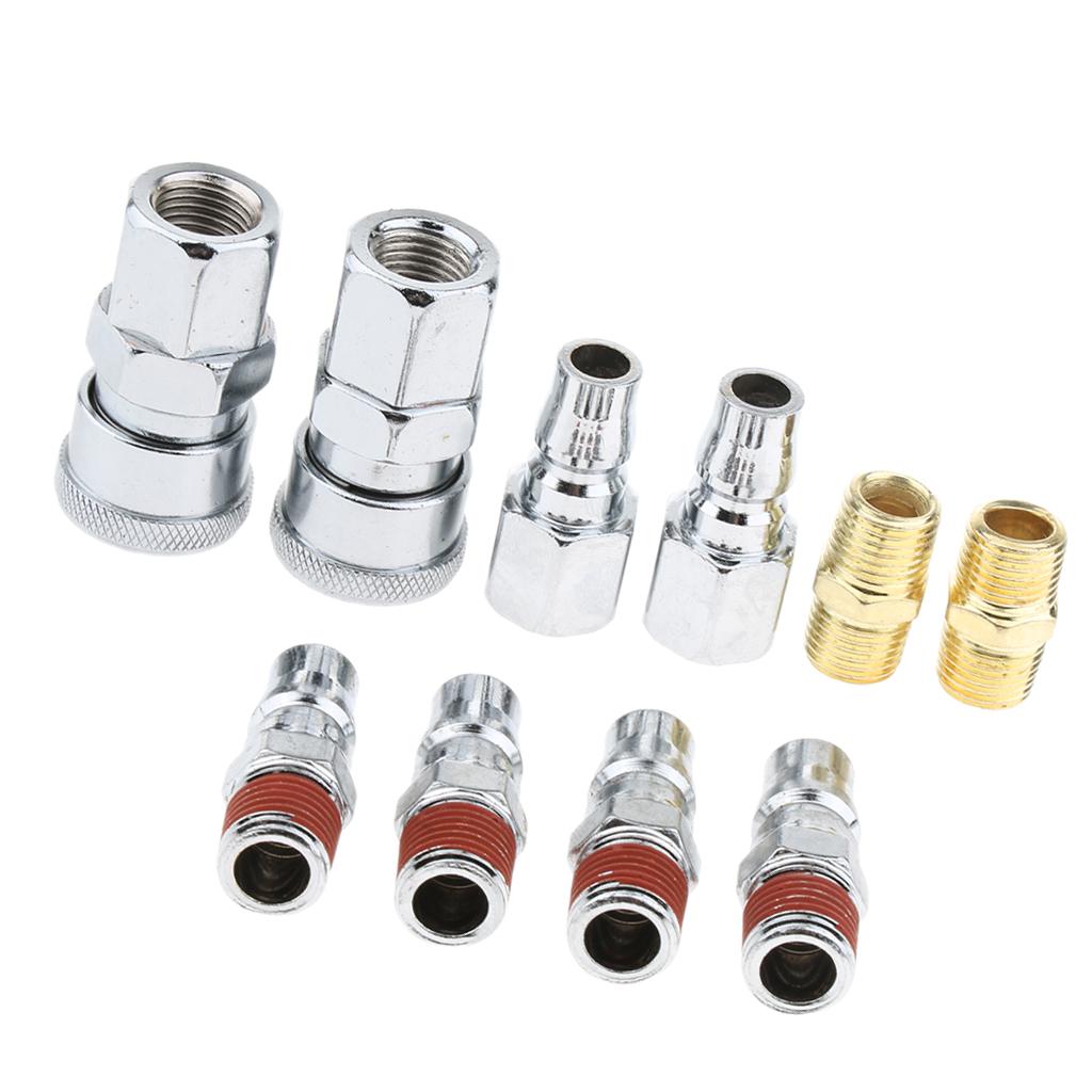 10 Pieces Quick Coupler Set Air Line Hose Connector Fittings 1/4 inch Tools Plug, Corrosion-Resistant