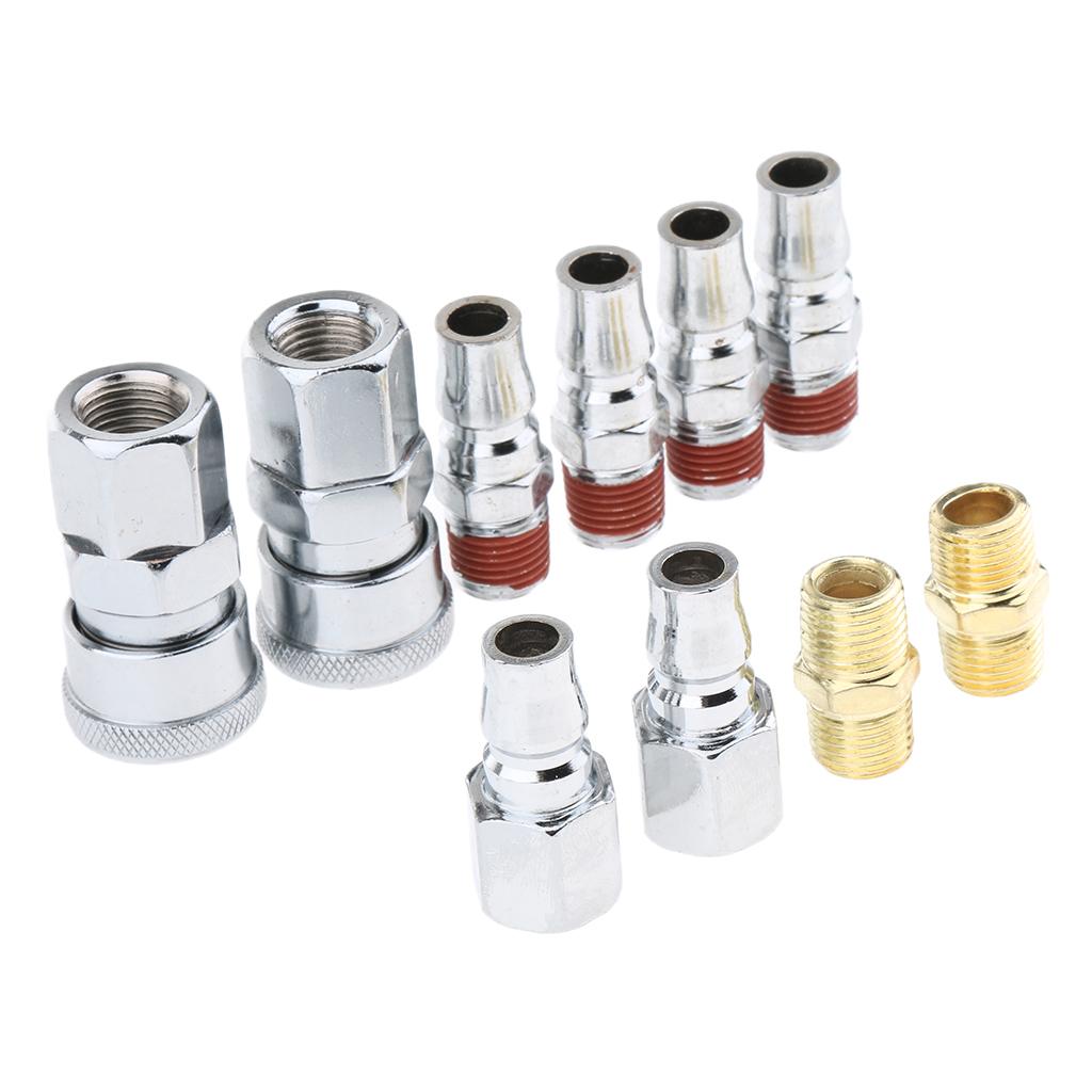 10 Pieces Quick Coupler Set Air Line Hose Connector Fittings 1/4 inch Tools Plug, Corrosion-Resistant