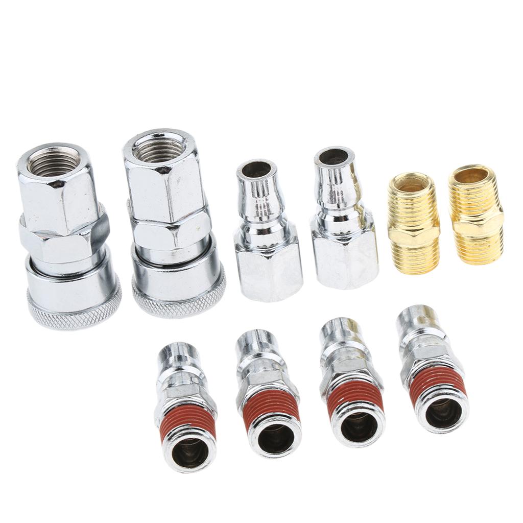 10 Pieces Quick Coupler Set Air Line Hose Connector Fittings 1/4 inch Tools Plug, Corrosion-Resistant