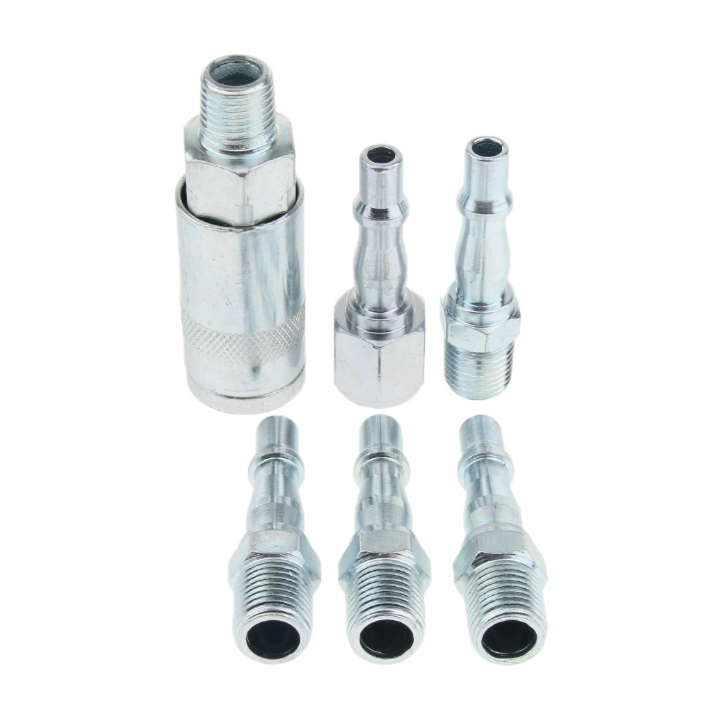 6 Pieces Quick Coupler Set Air Hose Connector Fittings 1/4