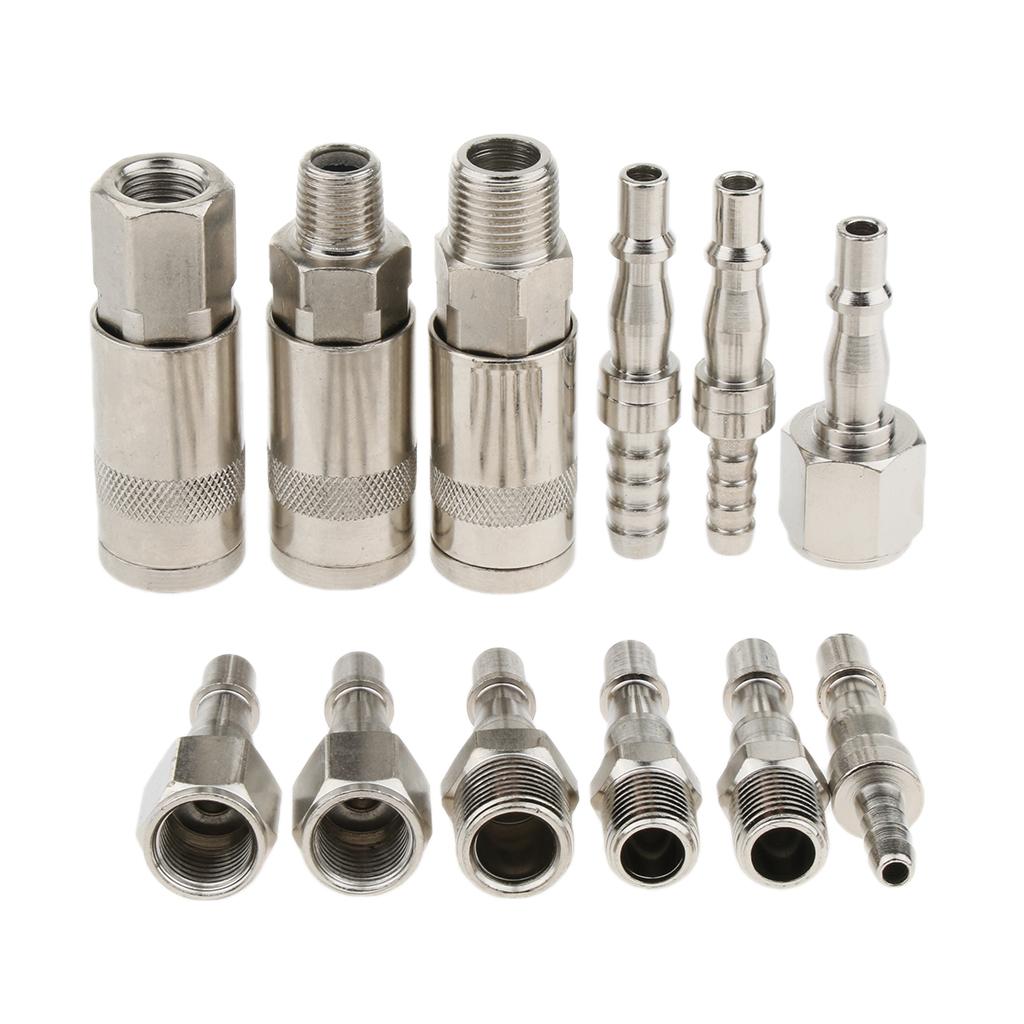 12 Pcs Heavy Duty Quick Coupler Set Air Hose Connector Fittings 1/4 inch 3/8 inch Tools Plug