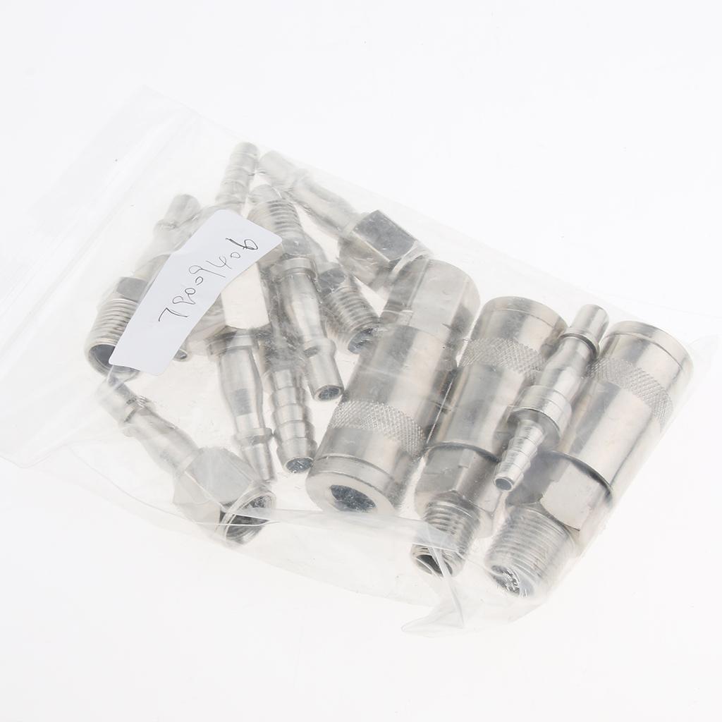 12 Pcs Heavy Duty Quick Coupler Set Air Hose Connector Fittings 1/4 inch 3/8 inch Tools Plug