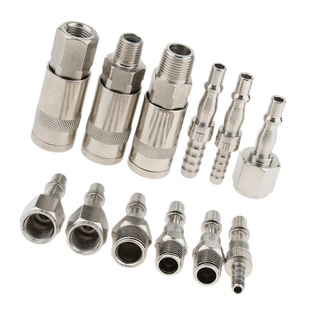 12 Pcs Heavy Duty Quick Coupler Set Air Hose Connector Fittings 1/4 inch 3/8 inch Tools Plug