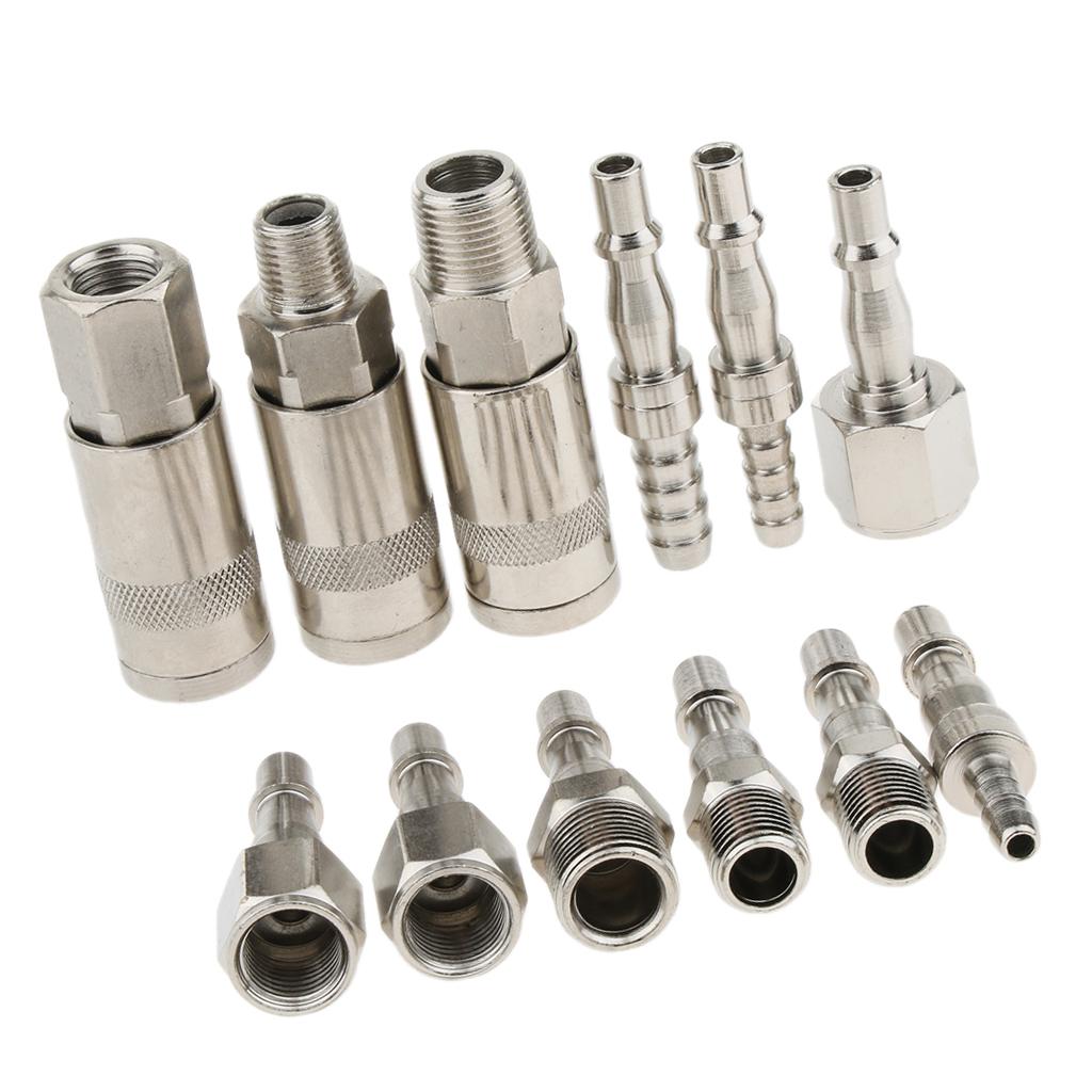 12 Pcs Heavy Duty Quick Coupler Set Air Hose Connector Fittings 1/4 inch 3/8 inch Tools Plug