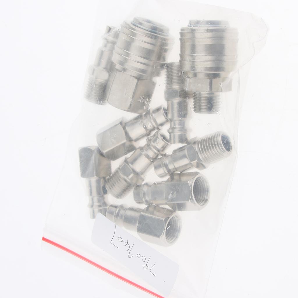 10 Pcs Heavy Duty Quick Coupler Set Air Hose Connector Fittings 1/4 inch BSP Tools Plug