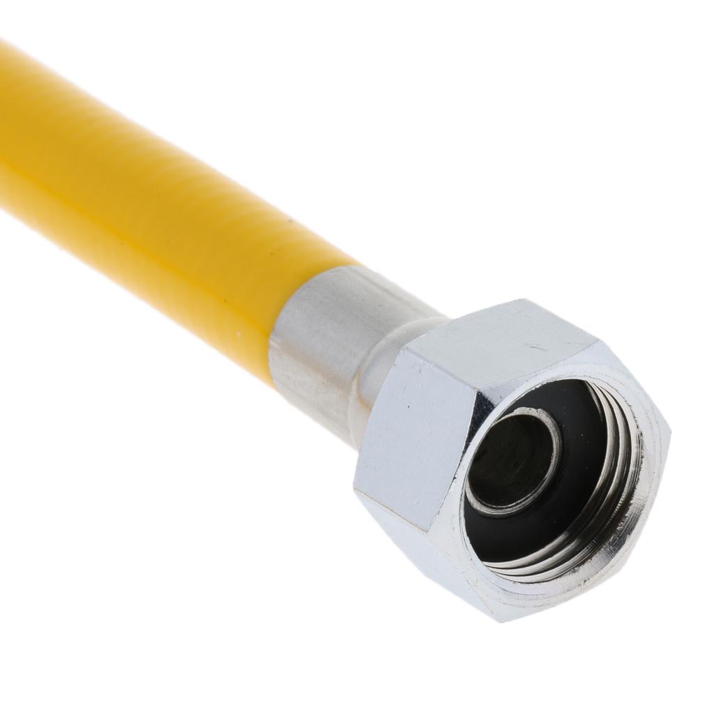 Yellow Protection Stainless Steel Corrugated Gas Pipe Hose 50cm Screw-Plug