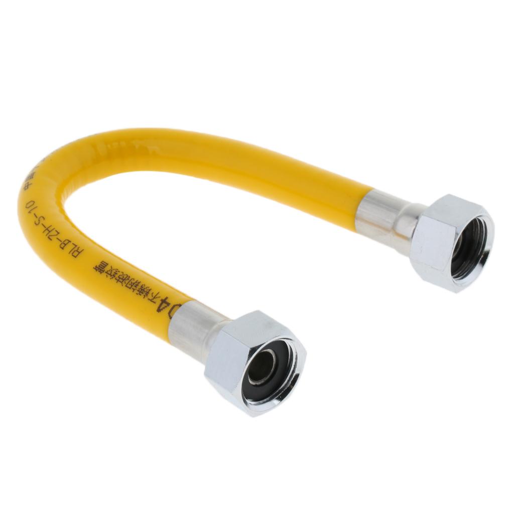 Yellow Protection Stainless Steel Corrugated Gas Pipe Hose 30cm Screw-Srew