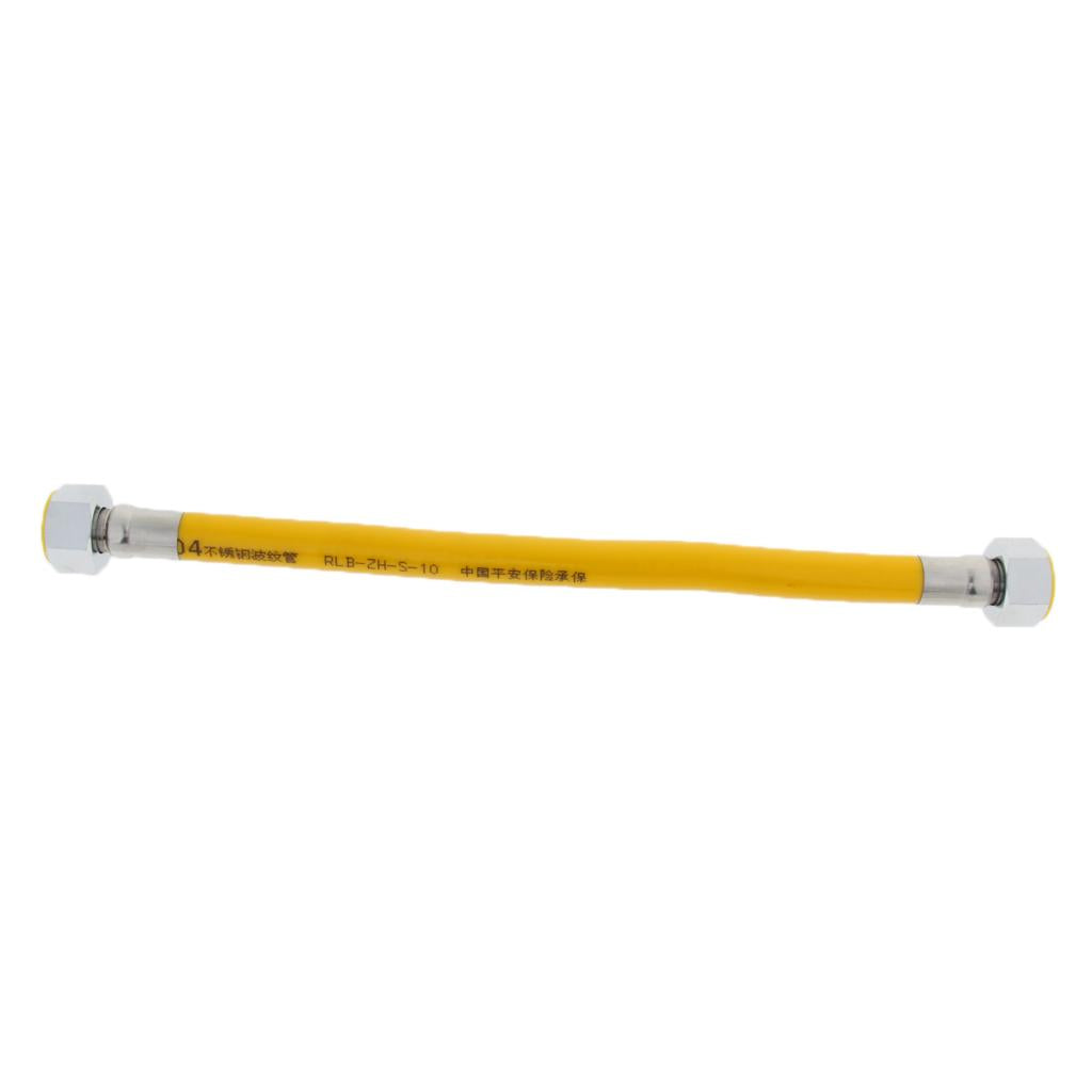 Yellow Protection Stainless Steel Corrugated Gas Pipe Hose 30cm Screw-Srew