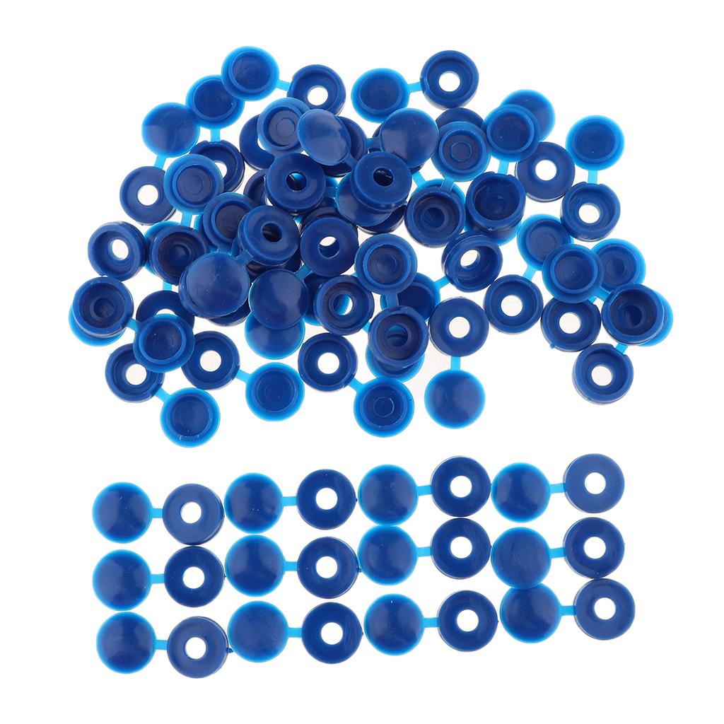 50pcs Furniture Decorative Cover Plastic Hinged Fold Snap Screw Caps Blue