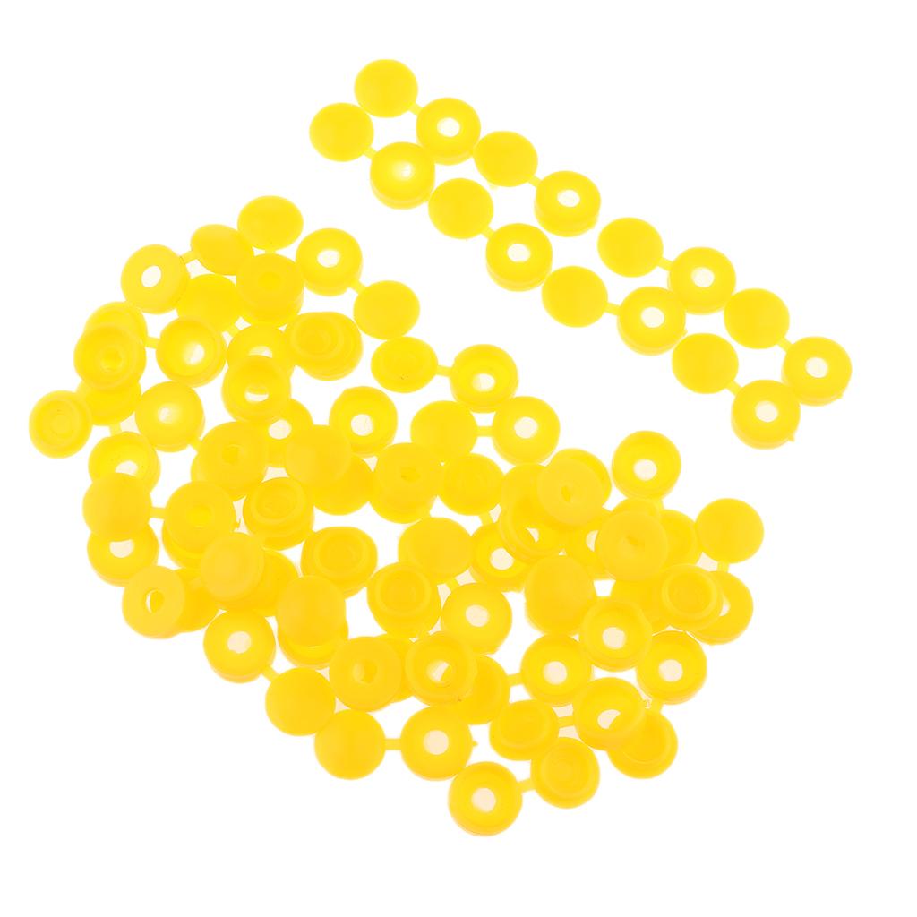 50pcs Furniture Decorative Cover Plastic Hinged Fold Snap Screw Caps Yellow