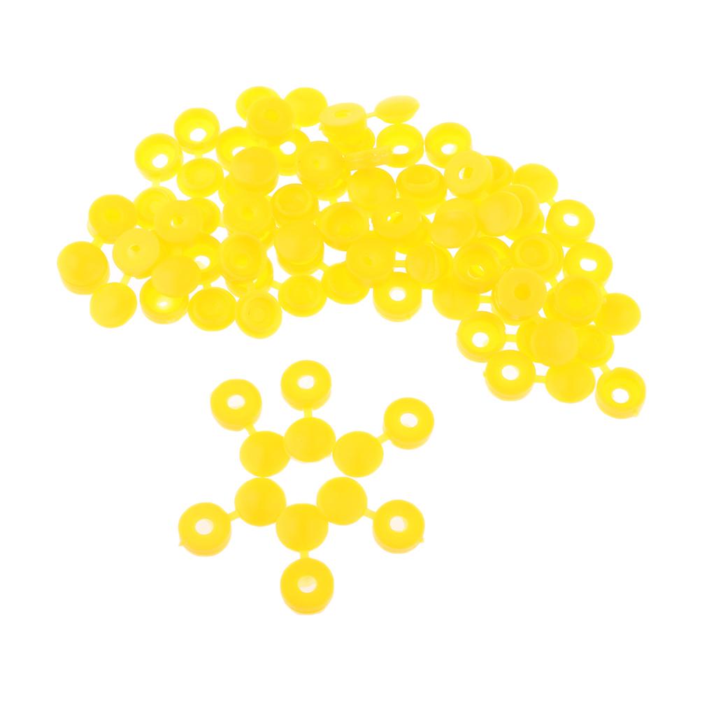 50pcs Furniture Decorative Cover Plastic Hinged Fold Snap Screw Caps Yellow