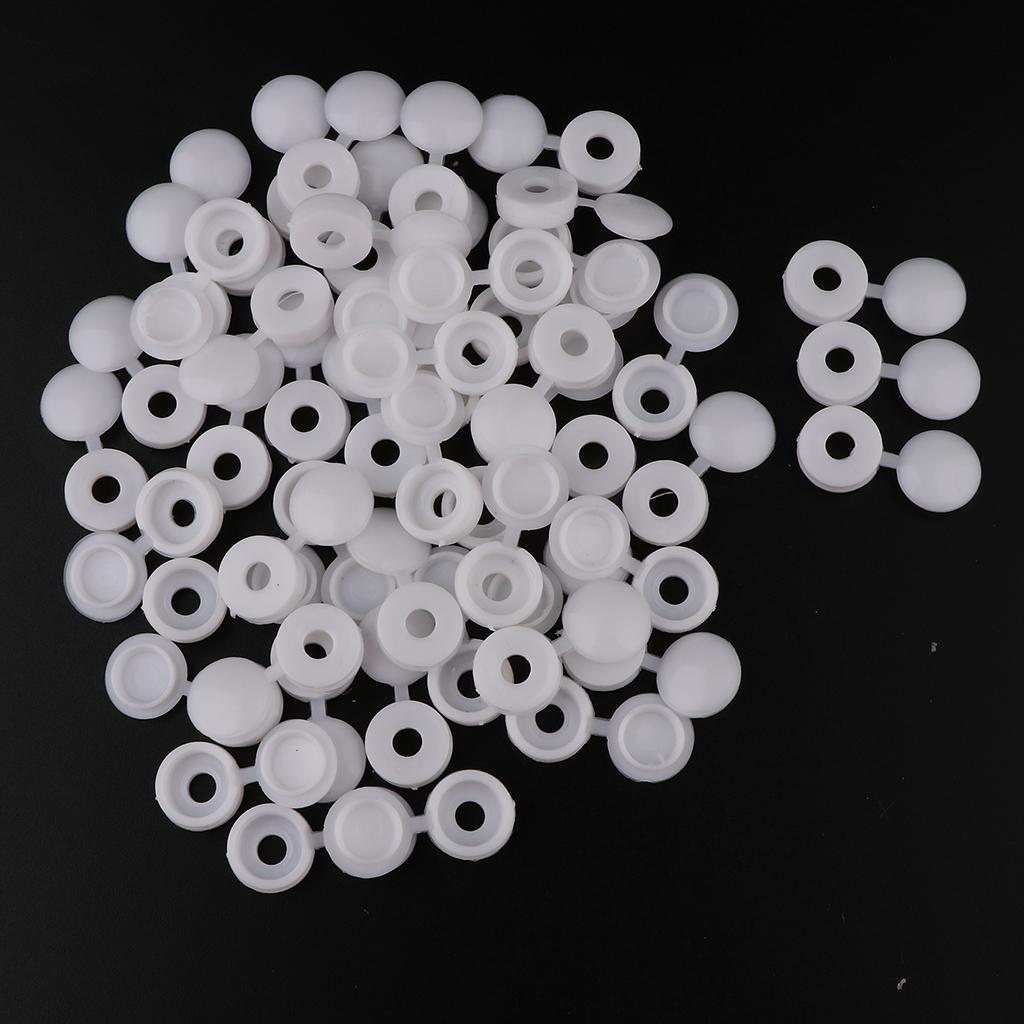 50pcs Furniture Decorative Cover Plastic Hinged Fold Snap Screw Caps White