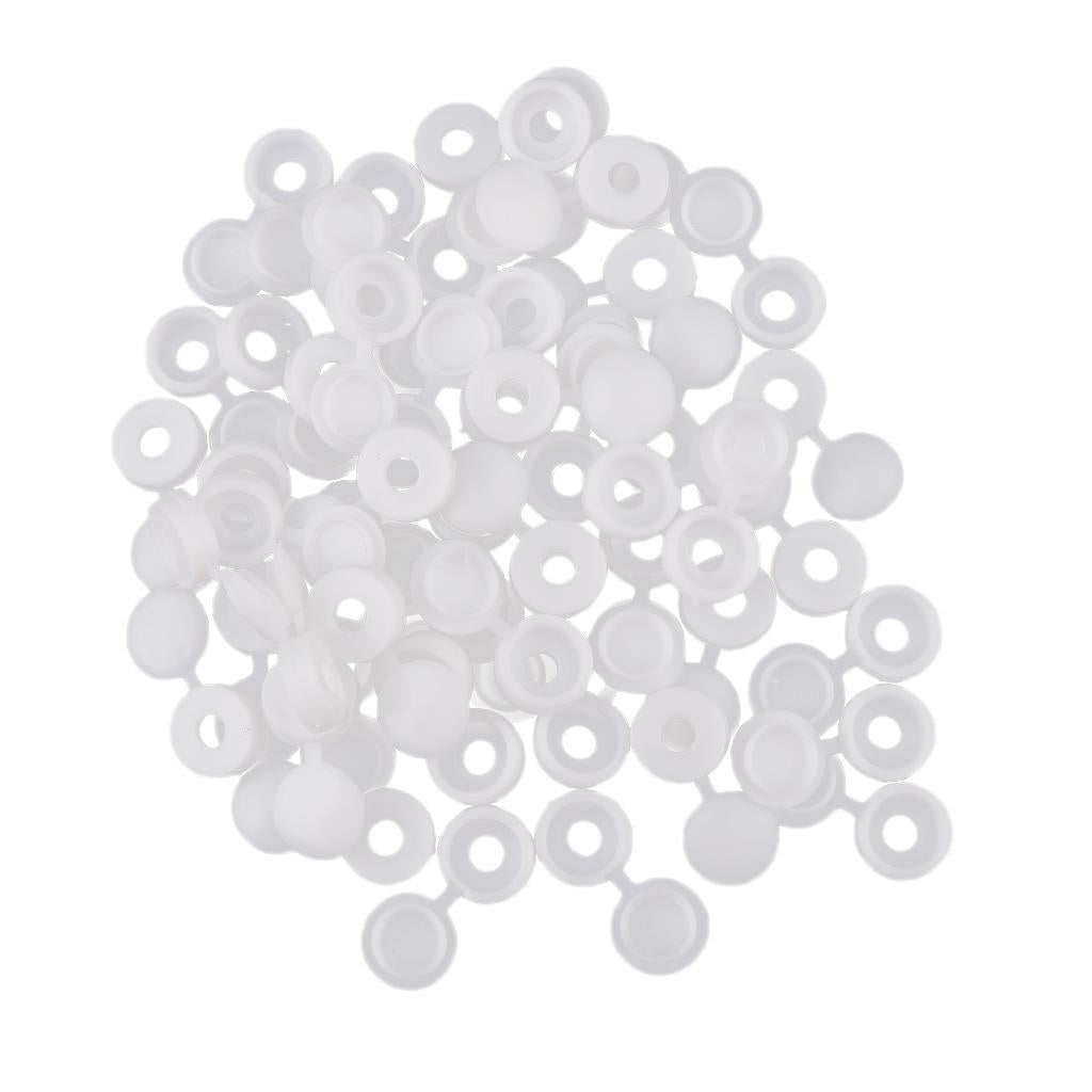 50pcs Furniture Decorative Cover Plastic Hinged Fold Snap Screw Caps White