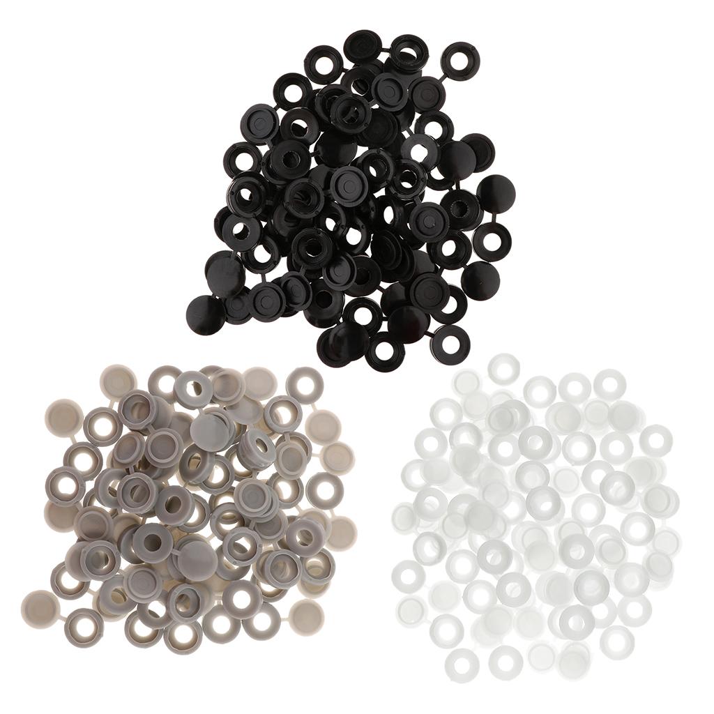 Plastic Hinged Cover Screw Caps Fold Over To Fit Size 6g or 8g Gauge 50Pcs Black