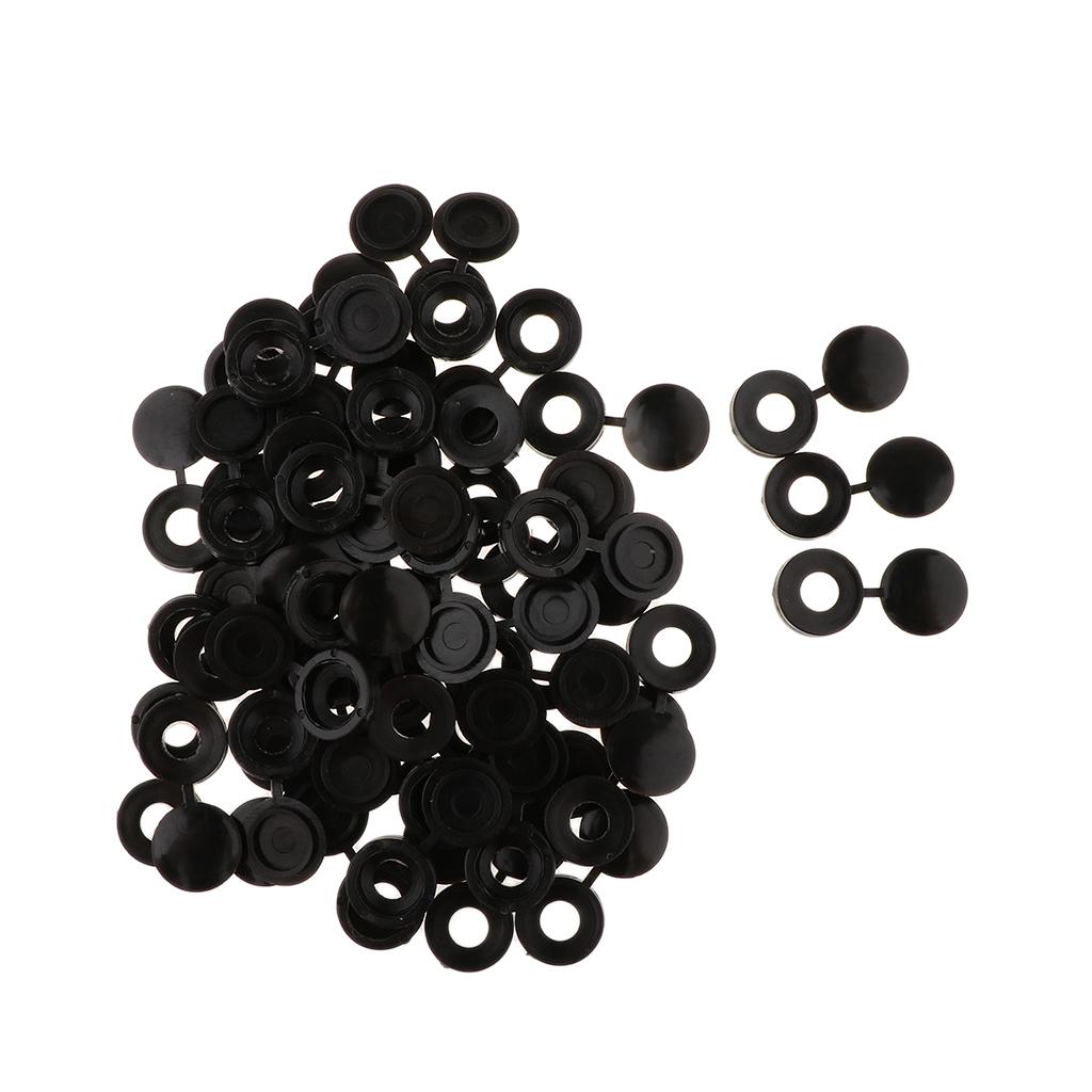 Plastic Hinged Cover Screw Caps Fold Over To Fit Size 6g or 8g Gauge 50Pcs Black