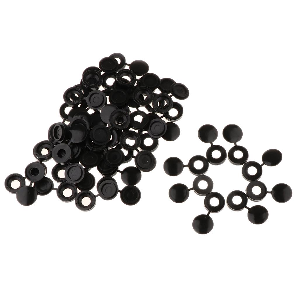 Plastic Hinged Cover Screw Caps Fold Over To Fit Size 6g or 8g Gauge 50Pcs Black