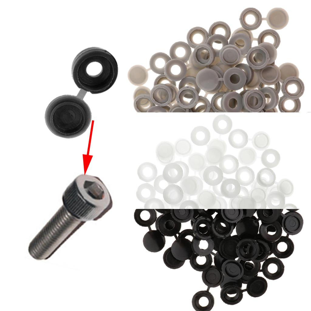 Plastic Hinged Cover Screw Caps Fold Over To Fit Size 6g or 8g Gauge 50Pcs Black