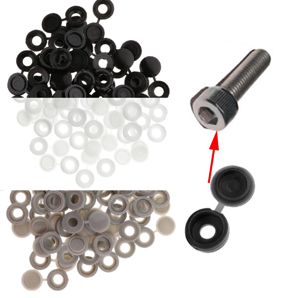 Plastic Hinged Cover Screw Caps Fold Over To Fit Size 6g or 8g Gauge 50Pcs Black