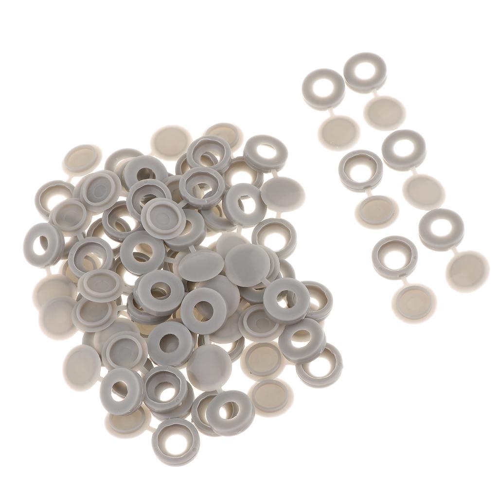 Plastic Hinged Cover Screw Caps Fold Over To Fit Size 6g or 8g Gauge 50Pcs Grey