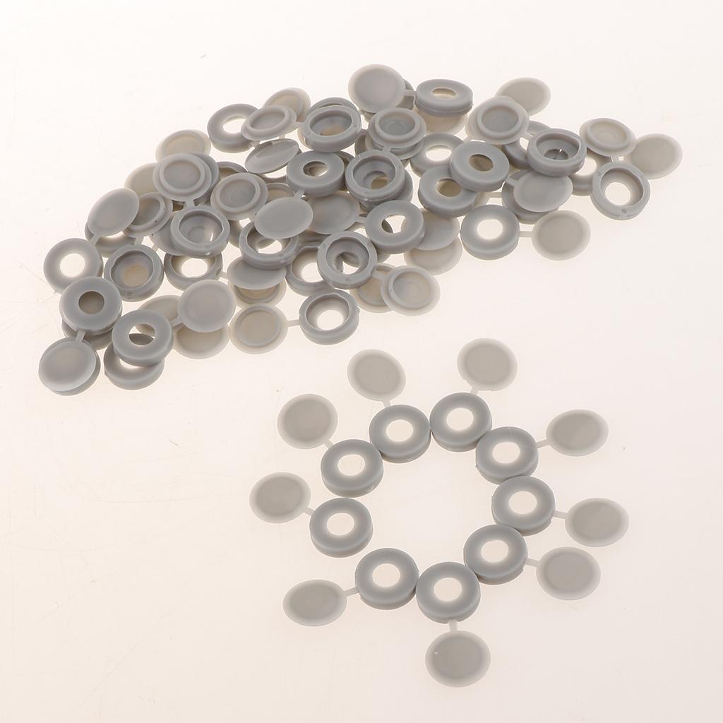 Plastic Hinged Cover Screw Caps Fold Over To Fit Size 6g or 8g Gauge 50Pcs Grey