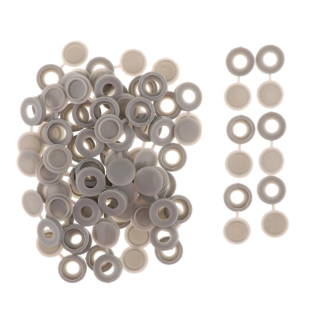 Plastic Hinged Cover Screw Caps Fold Over To Fit Size 6g or 8g Gauge 50Pcs Grey