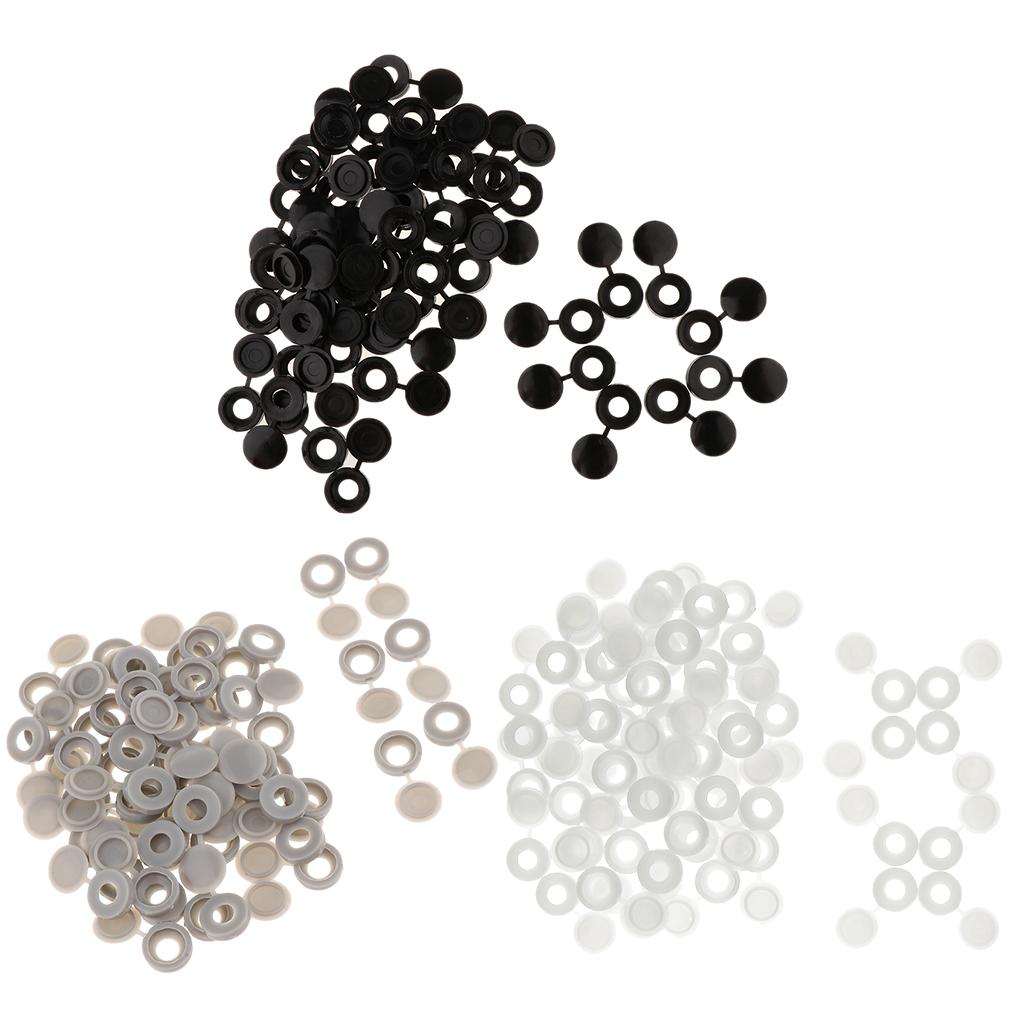 Plastic Hinged Cover Screw Caps Fold Over To Fit Size 6g or 8g Gauge 100Pcs Black