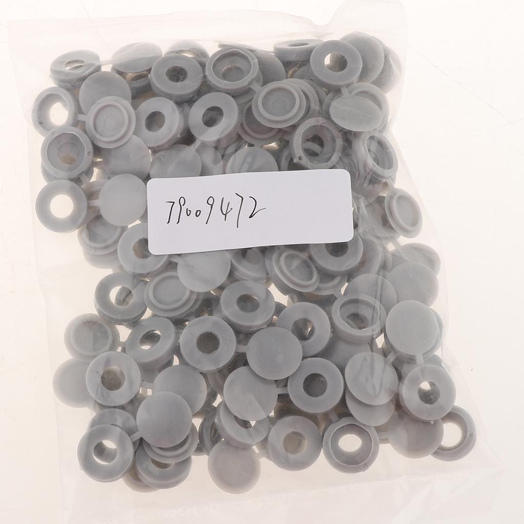 Plastic Hinged Cover Screw Caps Fold Over To Fit Size 6g or 8g Gauge 100Pcs Grey