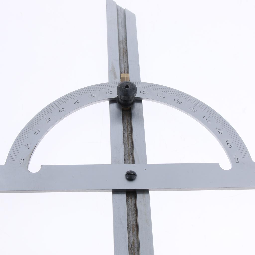 Precision Carbon Steel Round Head Rotary Protractor Angle Ruler 180 Degrees 150x300mm