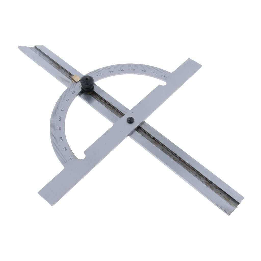 Precision Carbon Steel Round Head Rotary Protractor Angle Ruler 180 Degrees 150x300mm