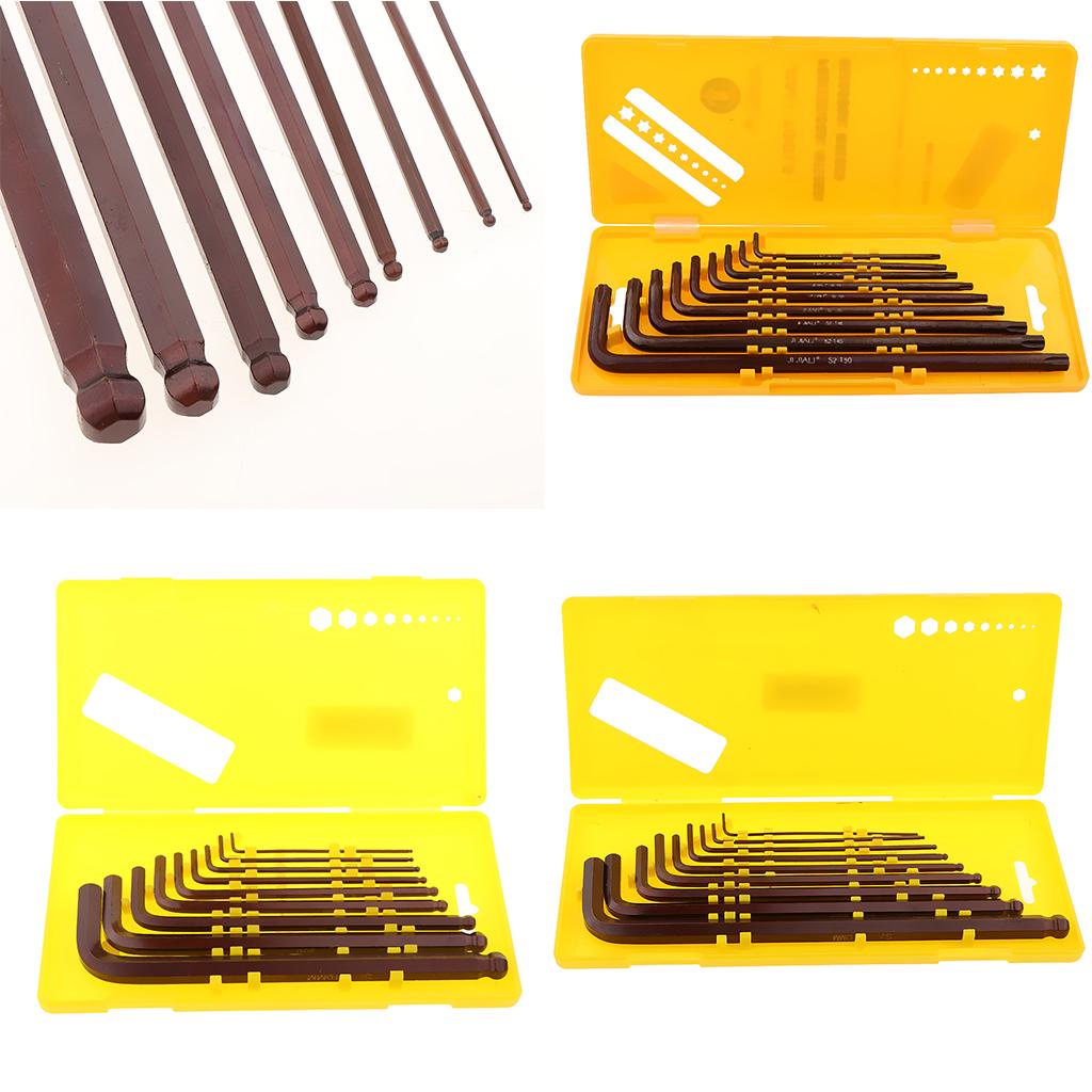 9 Pieces Case Set L-shaped Allen Wrenches S2 Steel Metric Hex Key