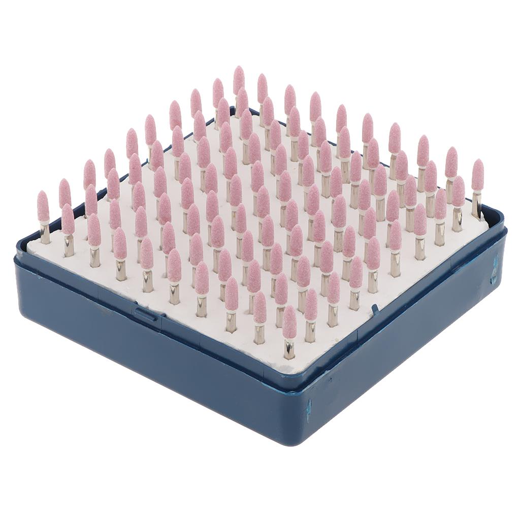 100PCS Bullet Shaped Point Grinding Stones Set Abrasive Mandrel Tool 4mm