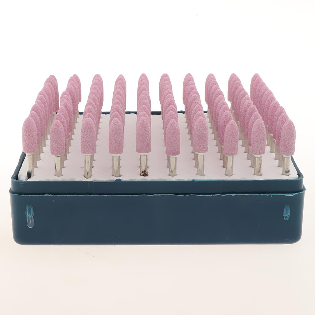 100PCS Bullet Shaped Point Grinding Stones Set Abrasive Mandrel Tool 6mm