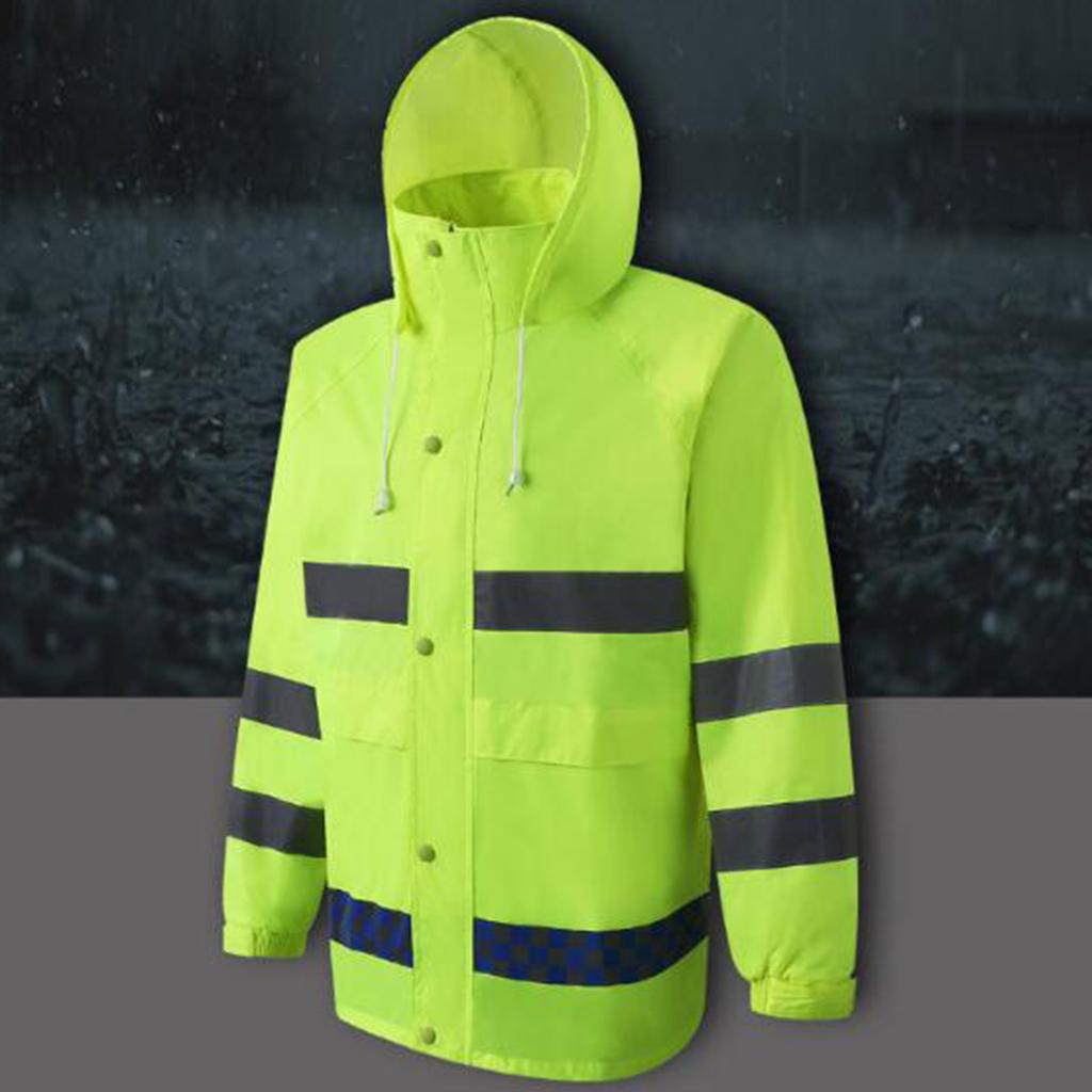 Mens Waterproof Jacket Trousers Pants Reflective Rain Suit Coat Safety XL