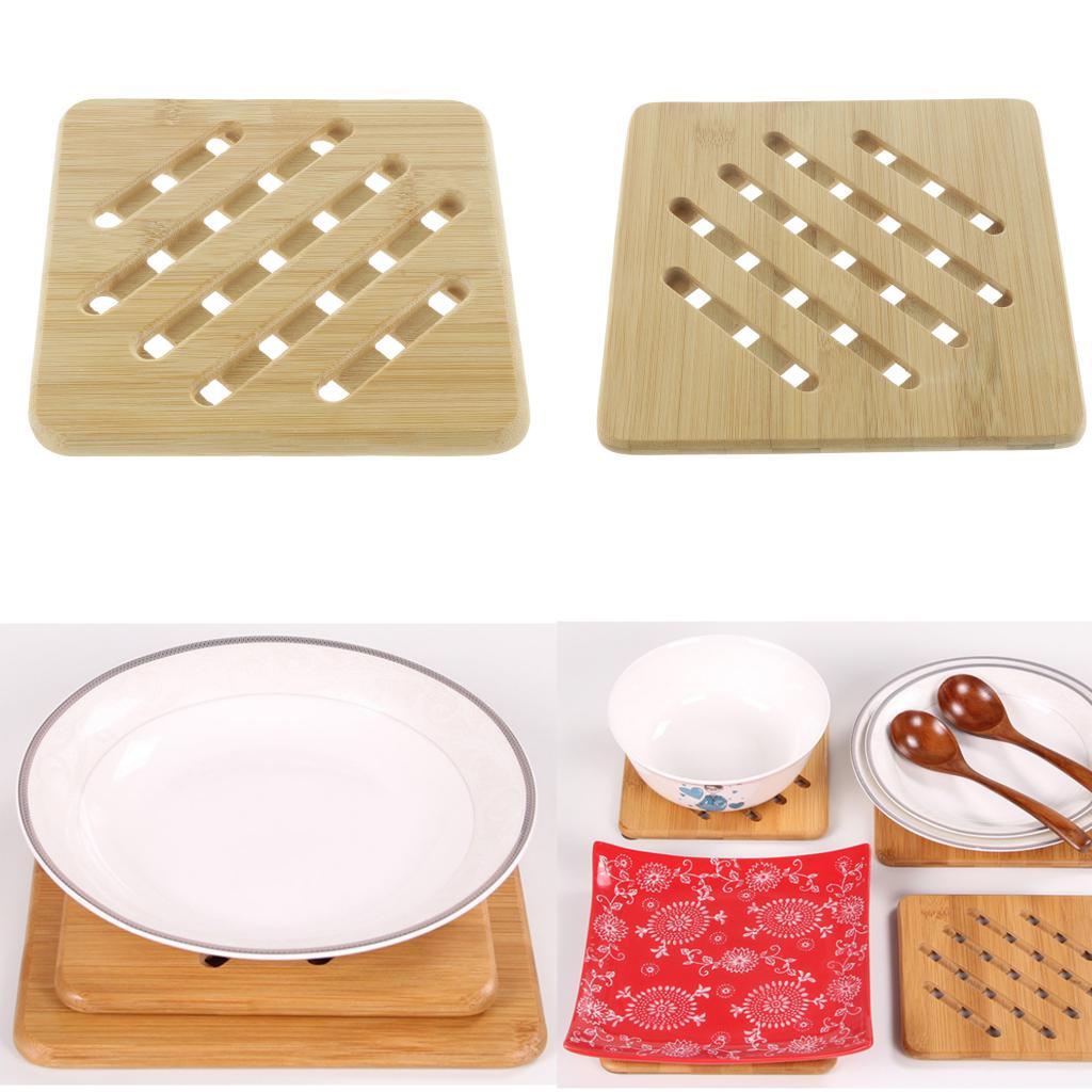 Bamboo Table Placemat, Heavy Duty Hot Pot Holder Pad Square - 18x18x1cm