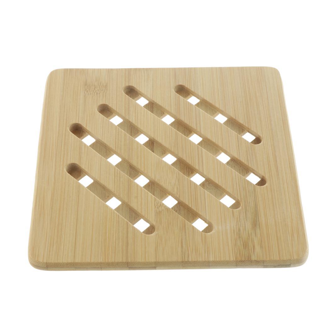 Bamboo Table Placemat, Heavy Duty Hot Pot Holder Pad Square - 18x18x1cm