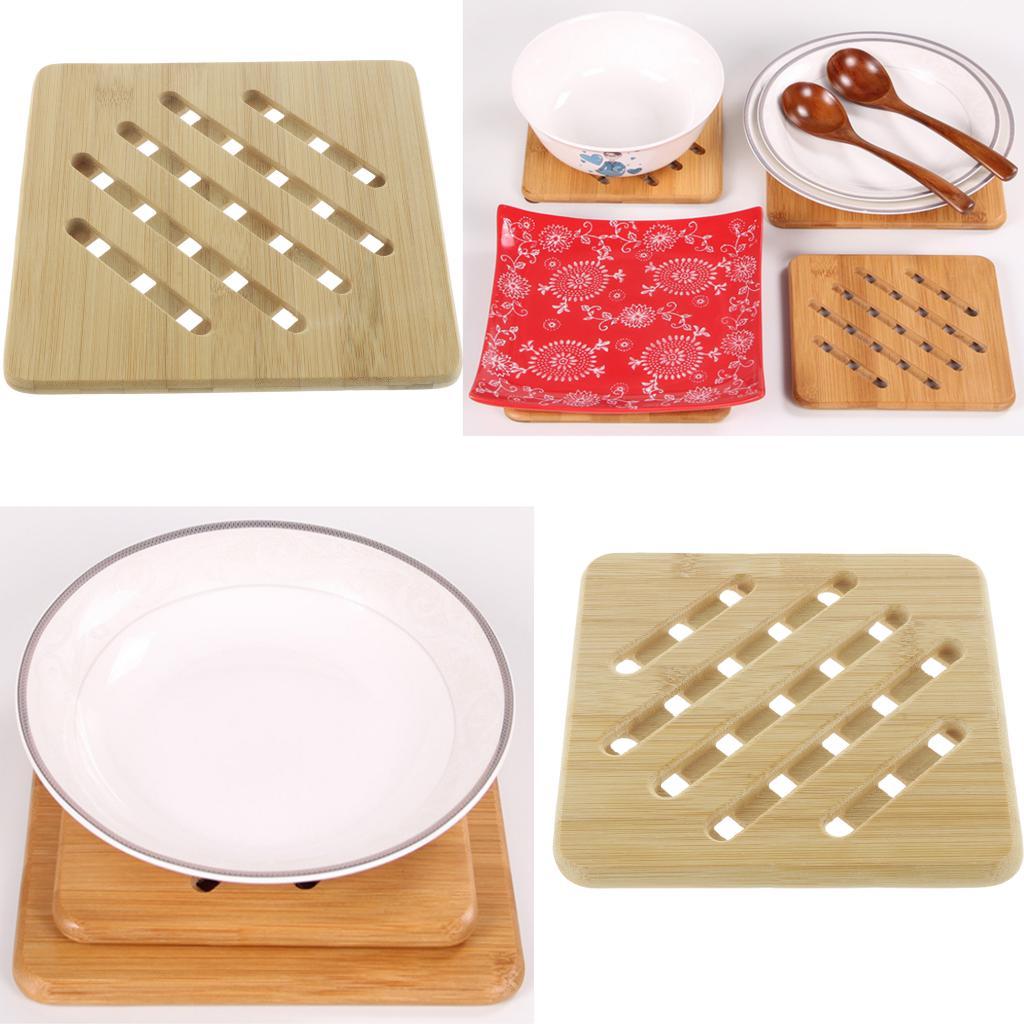 Bamboo Table Placemat, Heavy Duty Hot Pot Holder Pad Square - 18x18x1cm