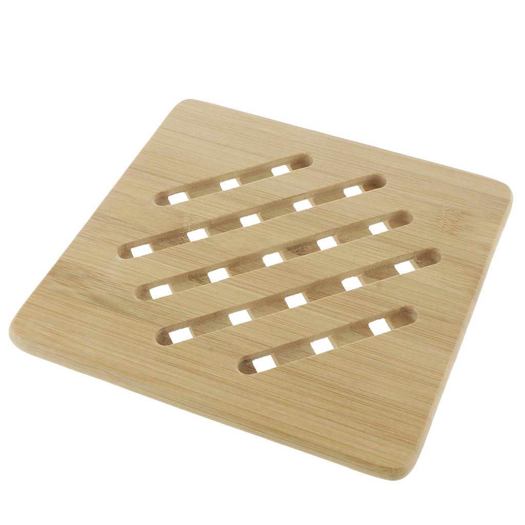 Bamboo Table Placemat, Heavy Duty Hot Pot Holder Pad Square - 18x18x1cm