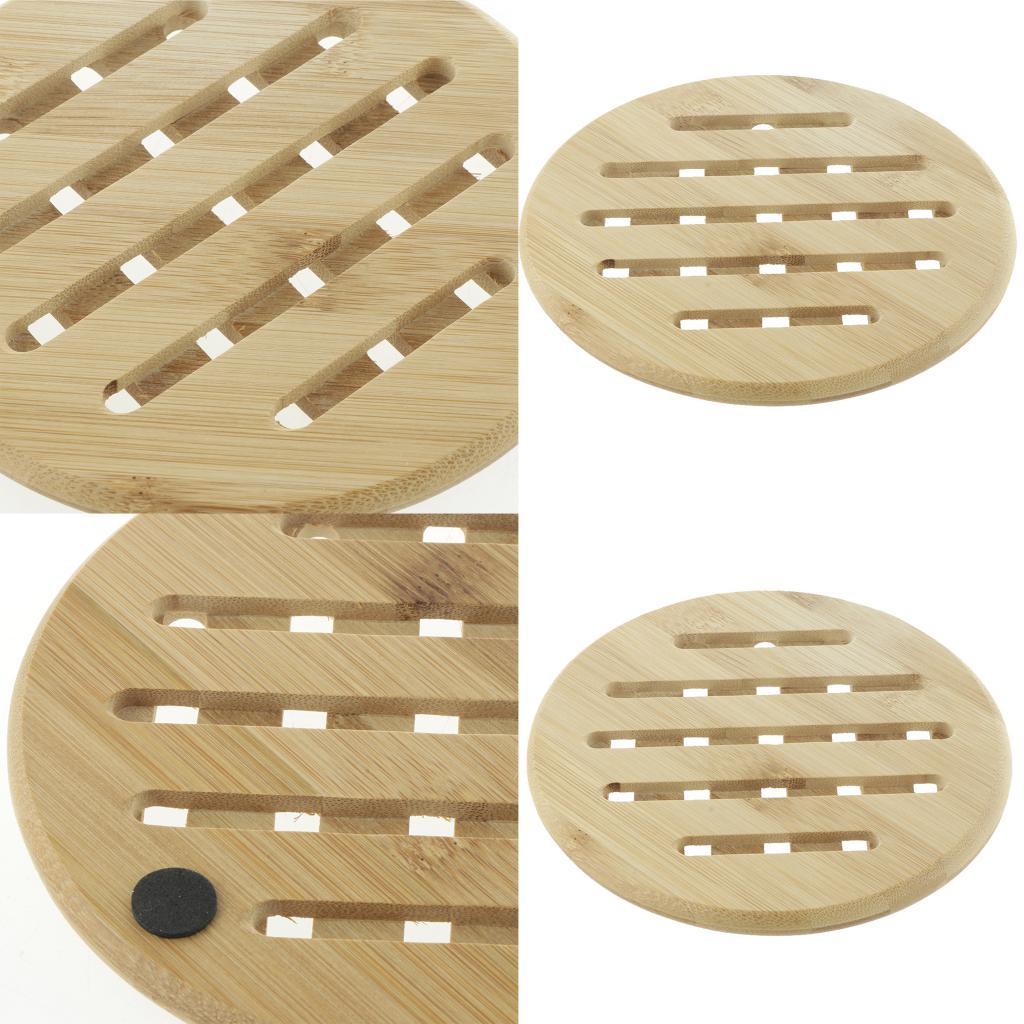 Bamboo Table Placemat, Heavy Duty Hot Pot Holder Pad Round - 18x18x1cm