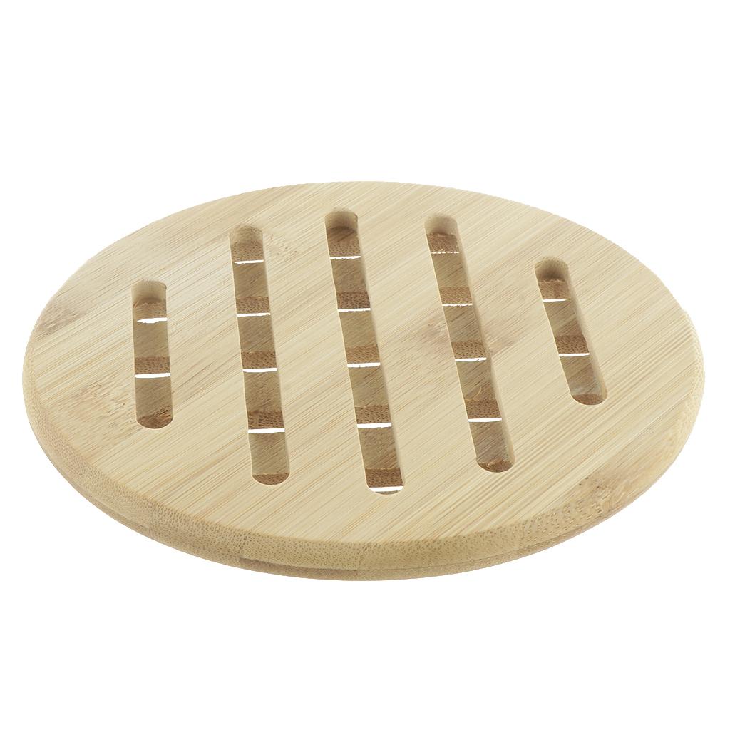 Bamboo Table Placemat, Heavy Duty Hot Pot Holder Pad Round - 18x18x1cm