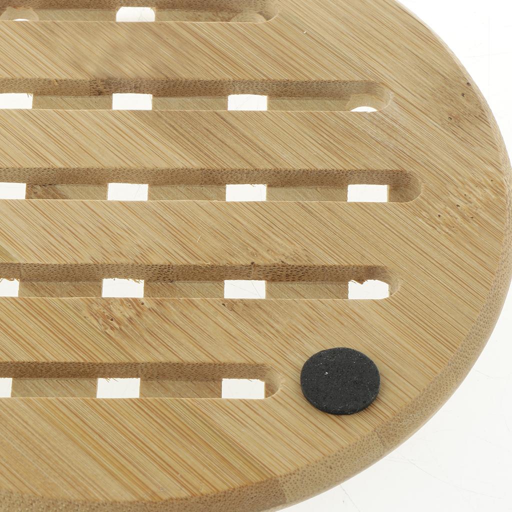 Bamboo Table Placemat, Heavy Duty Hot Pot Holder Pad Round - 18x18x1cm