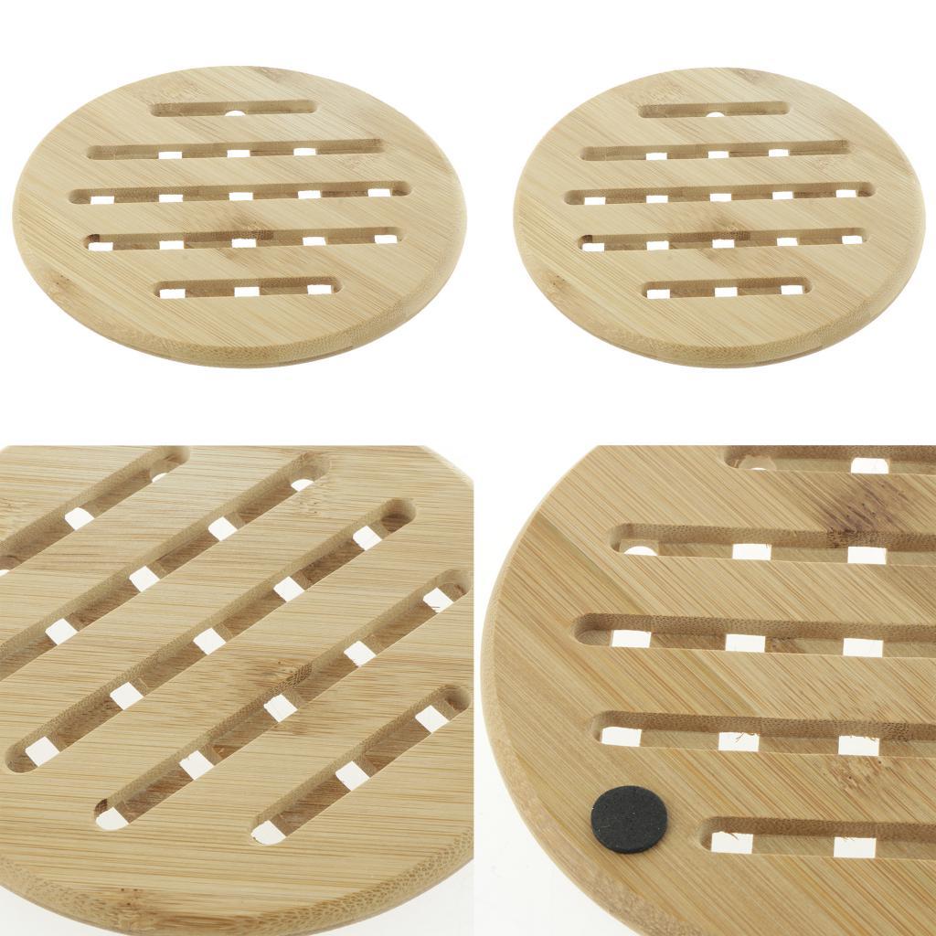 Bamboo Table Placemat, Heavy Duty Hot Pot Holder Pad Round - 18x18x1cm