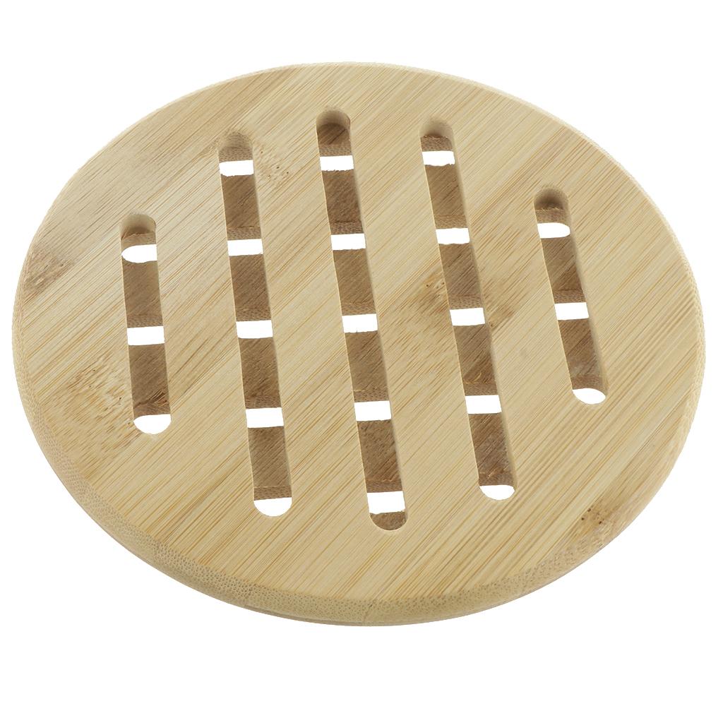 Bamboo Table Placemat, Heavy Duty Hot Pot Holder Pad Round - 18x18x1cm