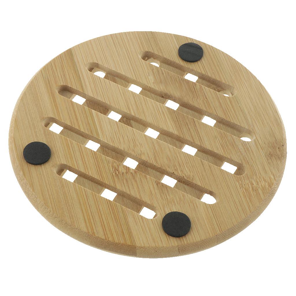 Bamboo Table Placemat, Heavy Duty Hot Pot Holder Pad Round - 18x18x1cm