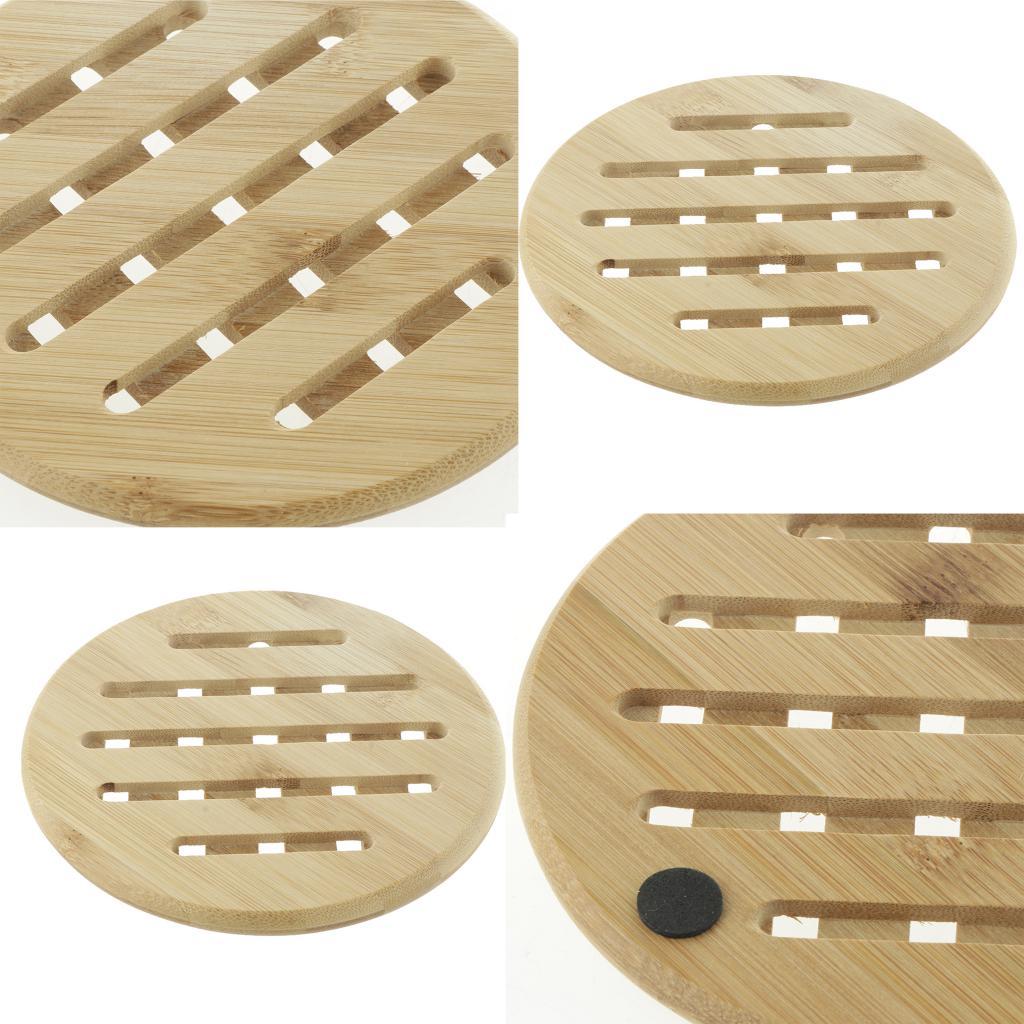 Bamboo Table Placemat, Heavy Duty Hot Pot Holder Pad Round - 18x18x1cm