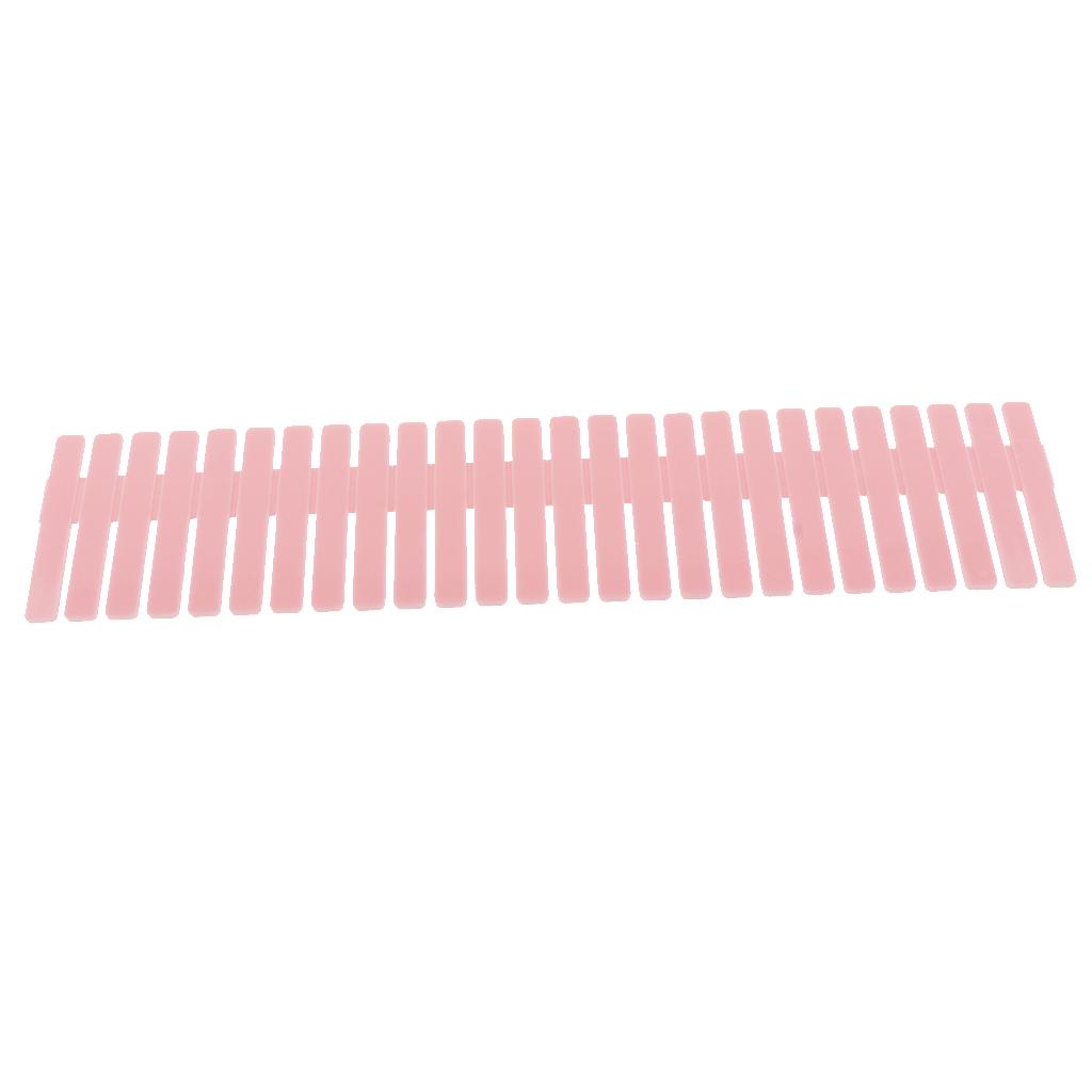 4pcs Adjustable Clapboard Drawer Closet Divider Grid Storage Organizer DIY Pink - L