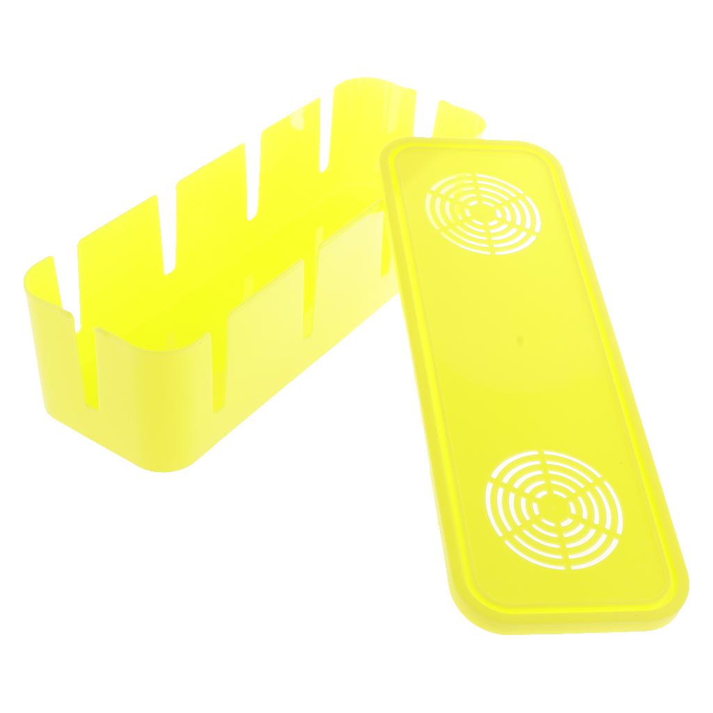 Desktop Cell Phone Cable Storage Box Computer Wire Organizer Case Yellow