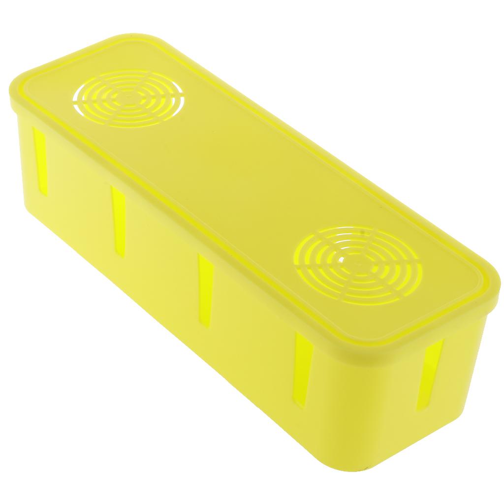 Desktop Cell Phone Cable Storage Box Computer Wire Organizer Case Yellow