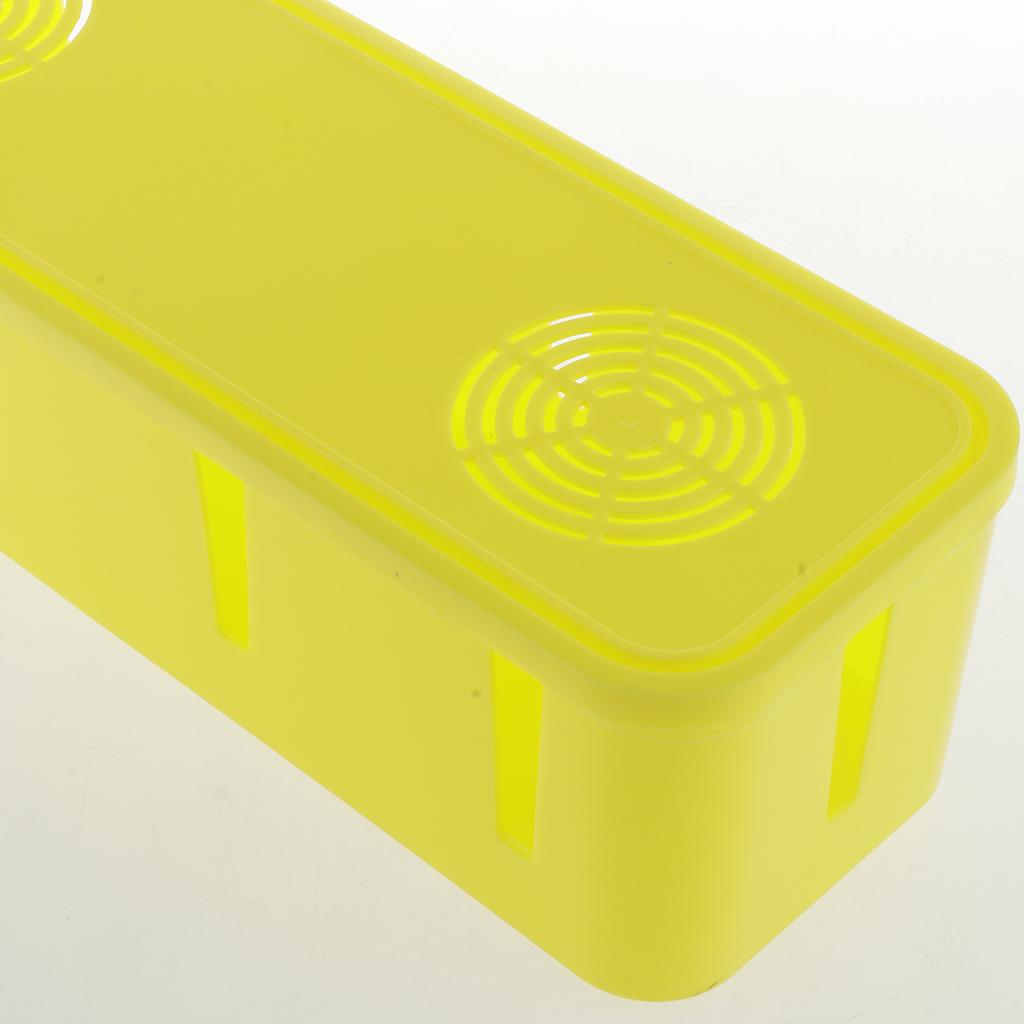 Desktop Cell Phone Cable Storage Box Computer Wire Organizer Case Yellow