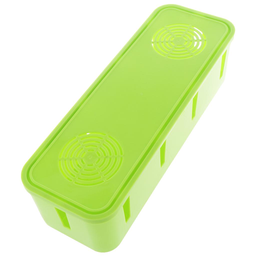 Desktop Cell Phone Cable Storage Box Computer Wire Organizer Case Green